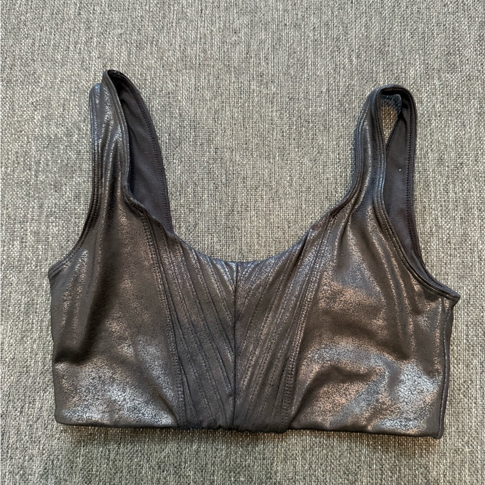 Carbon38 Black Shimmer Bra faux leather with liner size XS great for dancers